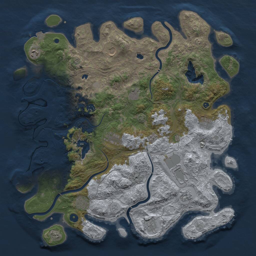 Rust Map: Procedural Map, Size: 4500, Seed: 981496841, 16 Monuments