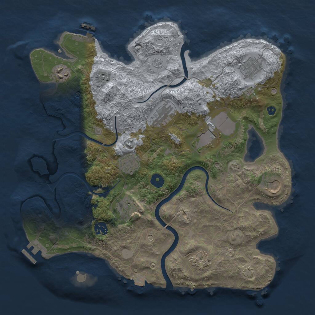 Rust Map: Procedural Map, Size: 3500, Seed: 1381256222, 16 Monuments