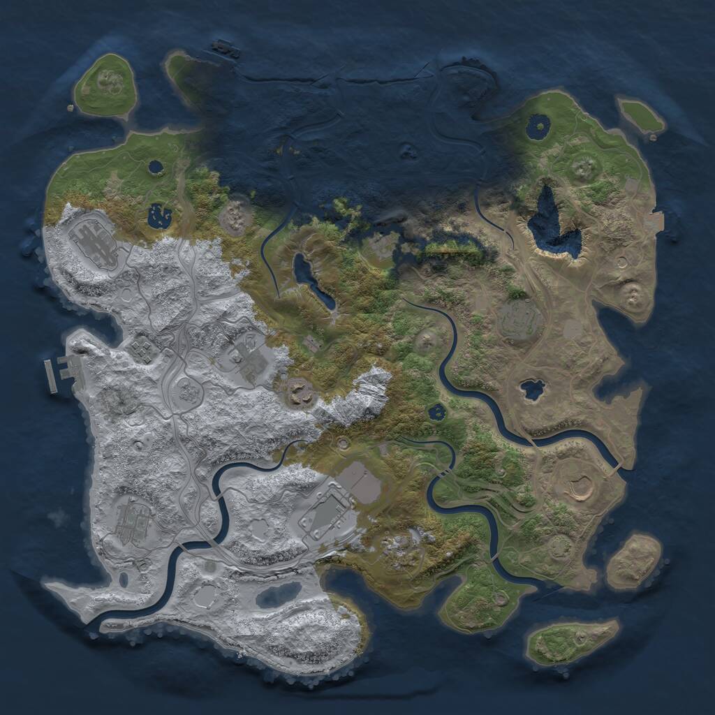 Rust Map: Procedural Map, Size: 4250, Seed: 1691070170, 17 Monuments