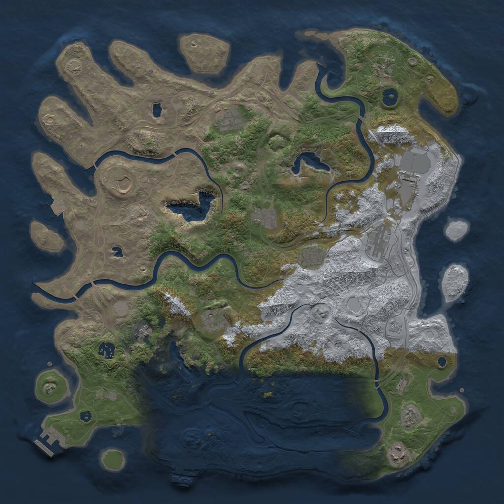 Rust Map: Procedural Map, Size: 4500, Seed: 1732420647, 17 Monuments