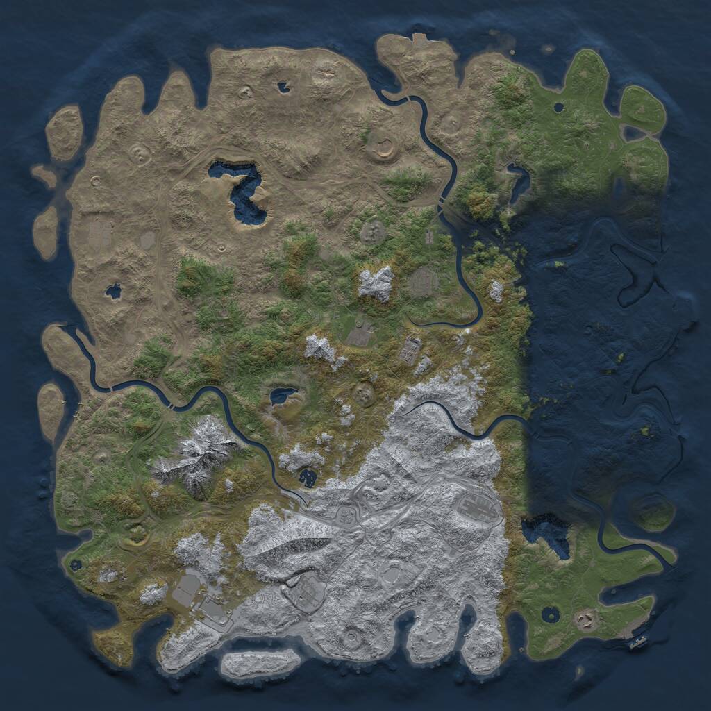 Rust Map: Procedural Map, Size: 6000, Seed: 1203672930, 17 Monuments