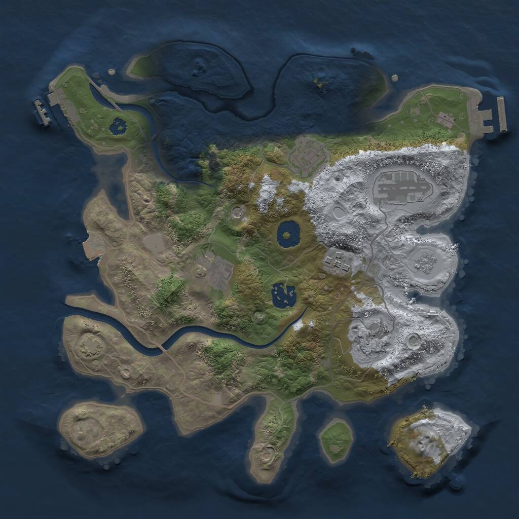 Rust Map: Procedural Map, Size: 3000, Seed: 1033717294, 12 Monuments