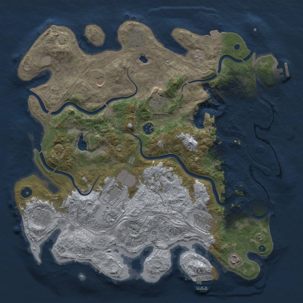 Rust Map: Procedural Map, Size: 4250, Seed: 1890359124, 16 Monuments