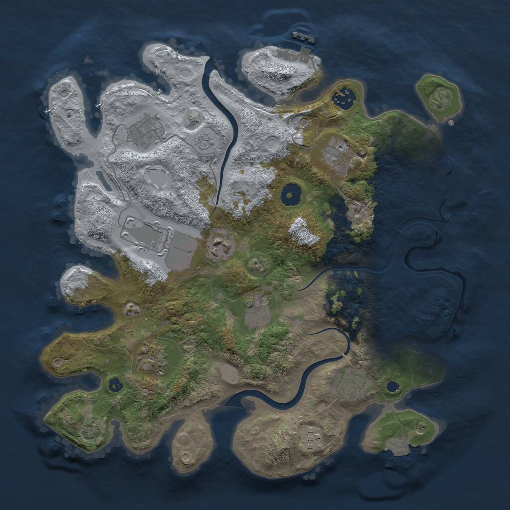 Rust Map: Procedural Map, Size: 3500, Seed: 335209981, 15 Monuments