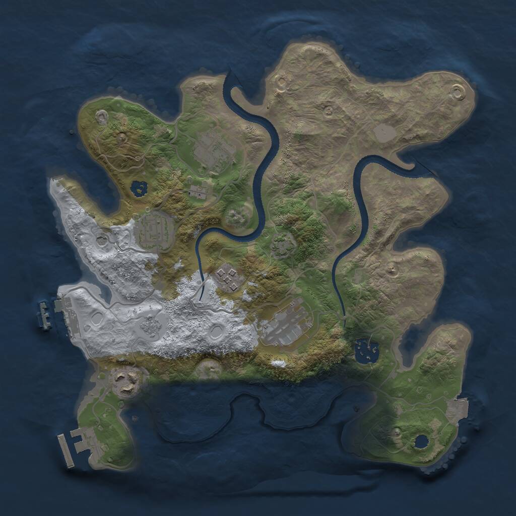 Rust Map: Procedural Map, Size: 3000, Seed: 1060446338, 12 Monuments