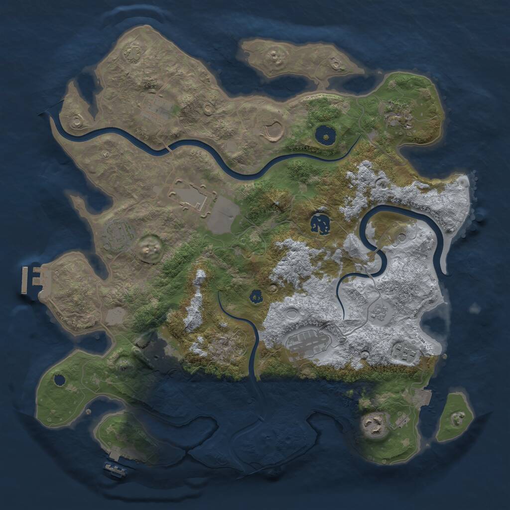 Rust Map: Procedural Map, Size: 3750, Seed: 1135284169, 16 Monuments