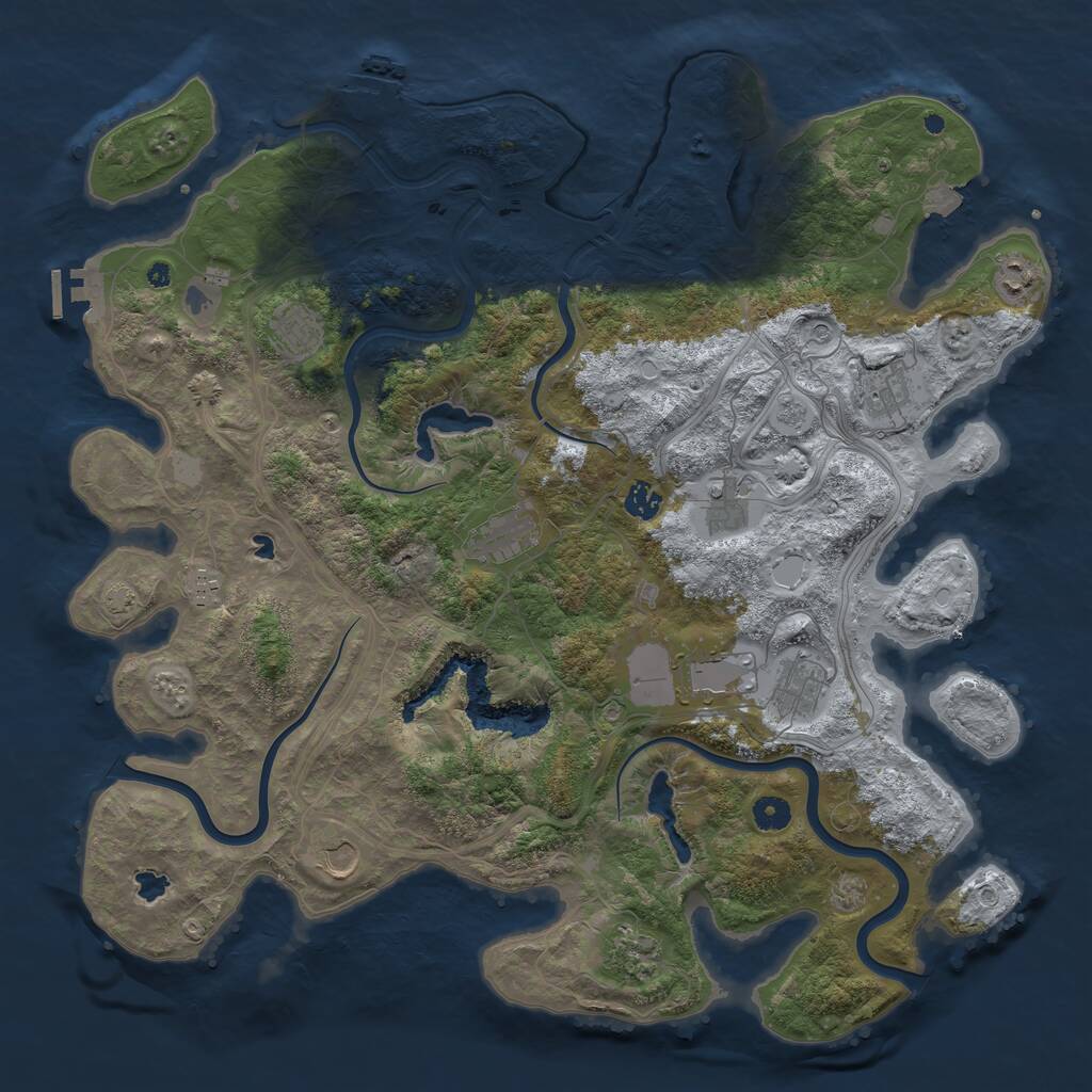 Rust Map: Procedural Map, Size: 4500, Seed: 1743513822, 17 Monuments