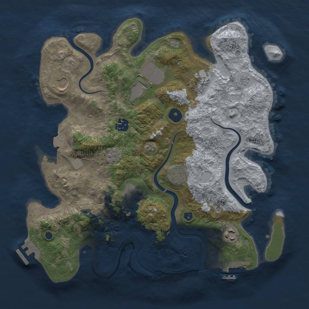 Rust Map: Procedural Map, Size: 3500, Seed: 609594408, 14 Monuments
