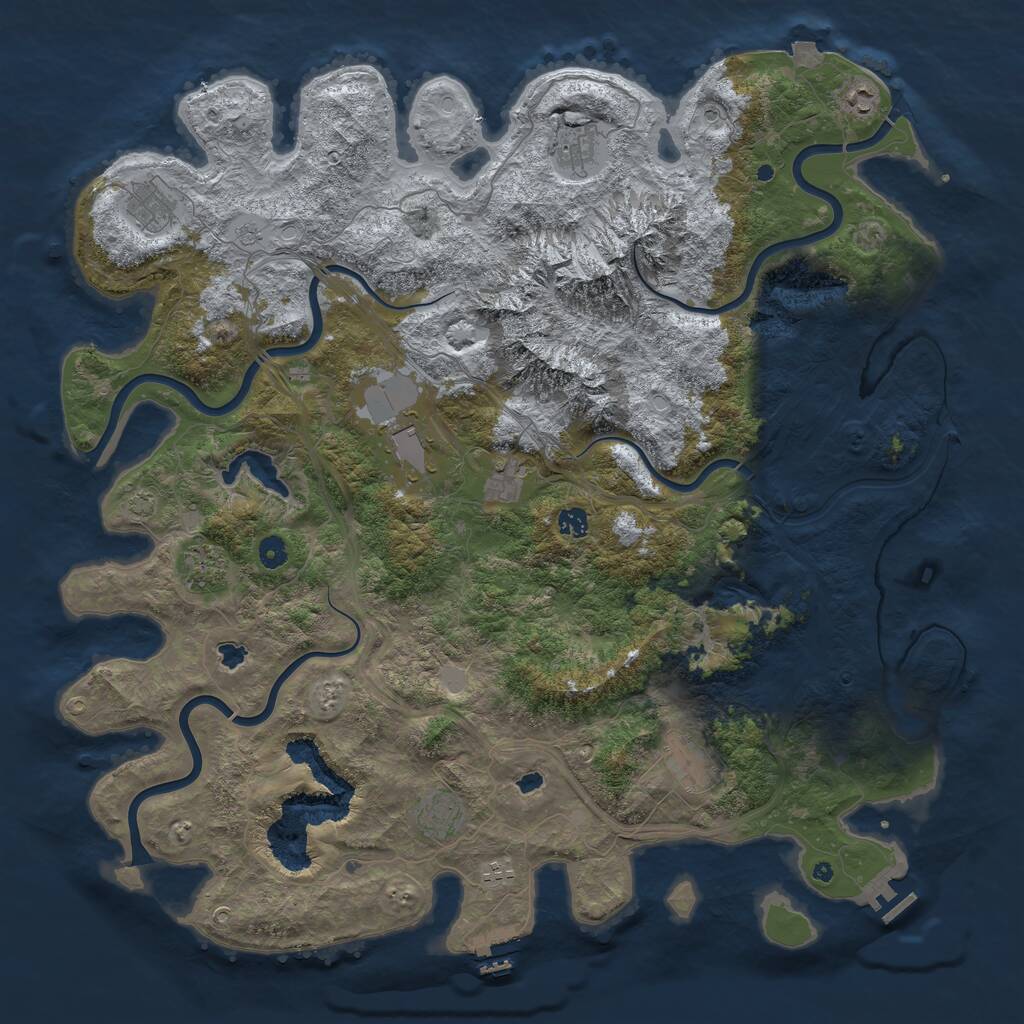 Rust Map: Procedural Map, Size: 5000, Seed: 1176782703, 16 Monuments