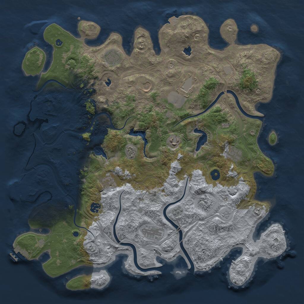 Rust Map: Procedural Map, Size: 4500, Seed: 1089851068, 16 Monuments