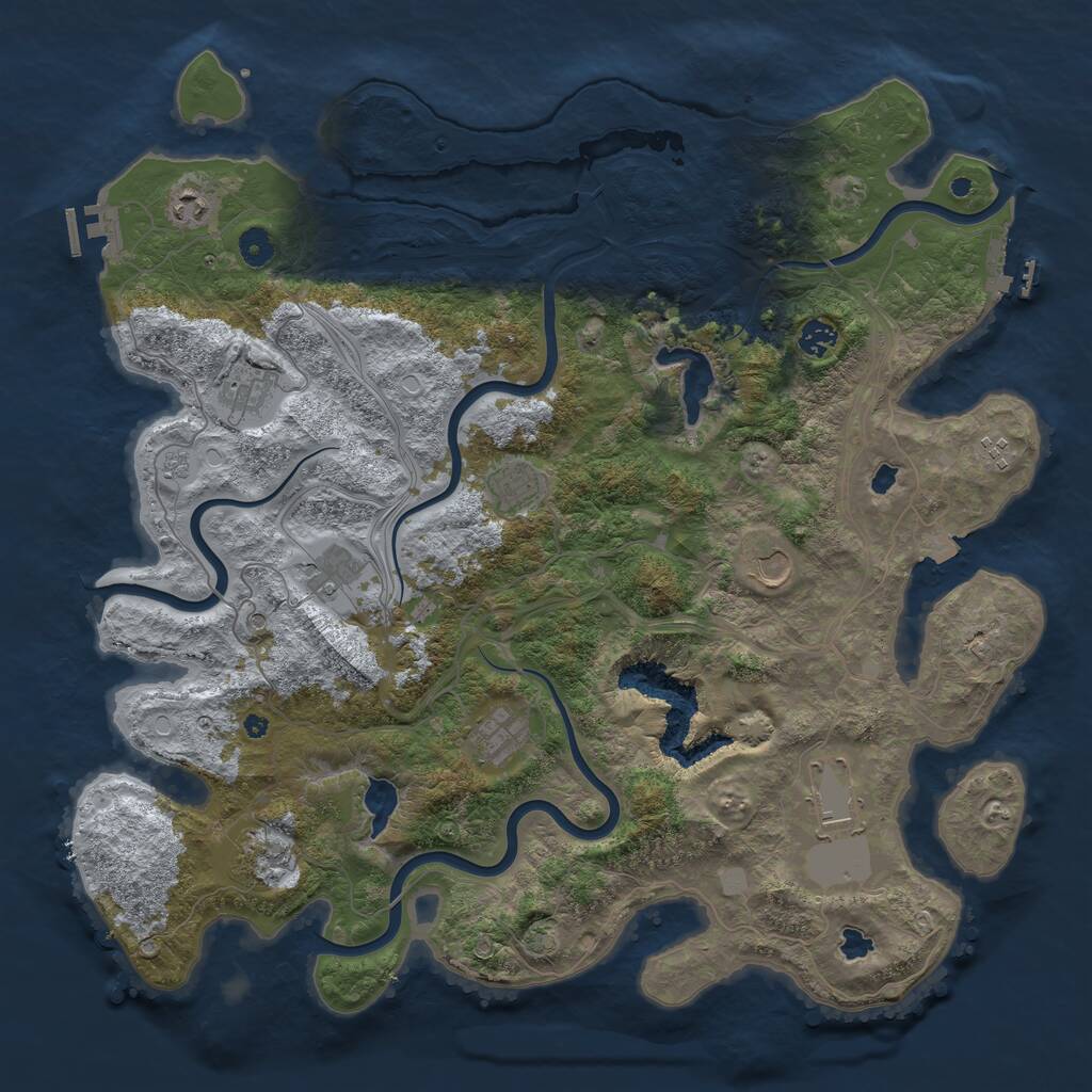 Rust Map: Procedural Map, Size: 4500, Seed: 1792116127, 16 Monuments