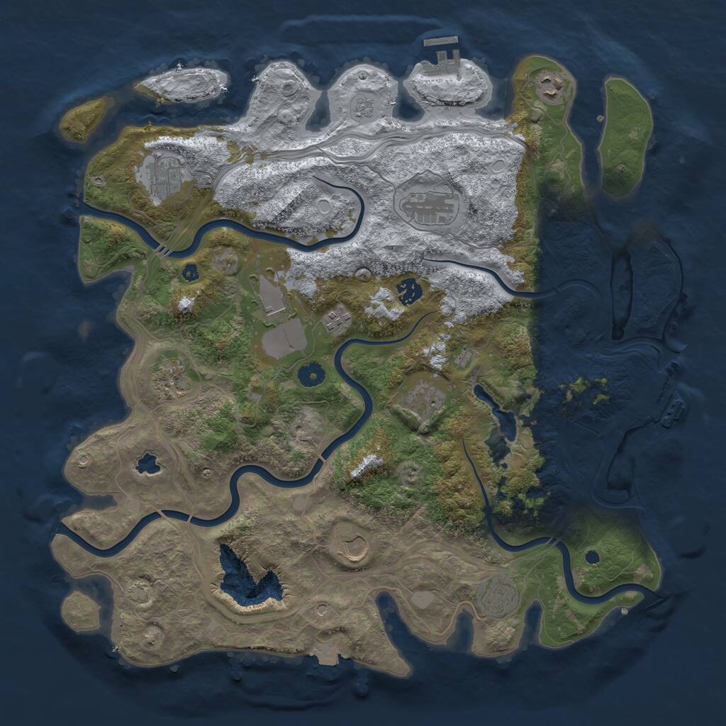Rust Map: Procedural Map, Size: 4250, Seed: 894307716, 16 Monuments