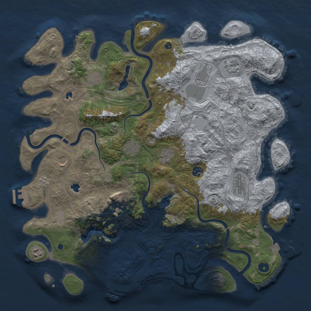 Rust Map: Procedural Map, Size: 4500, Seed: 1393435870, 17 Monuments