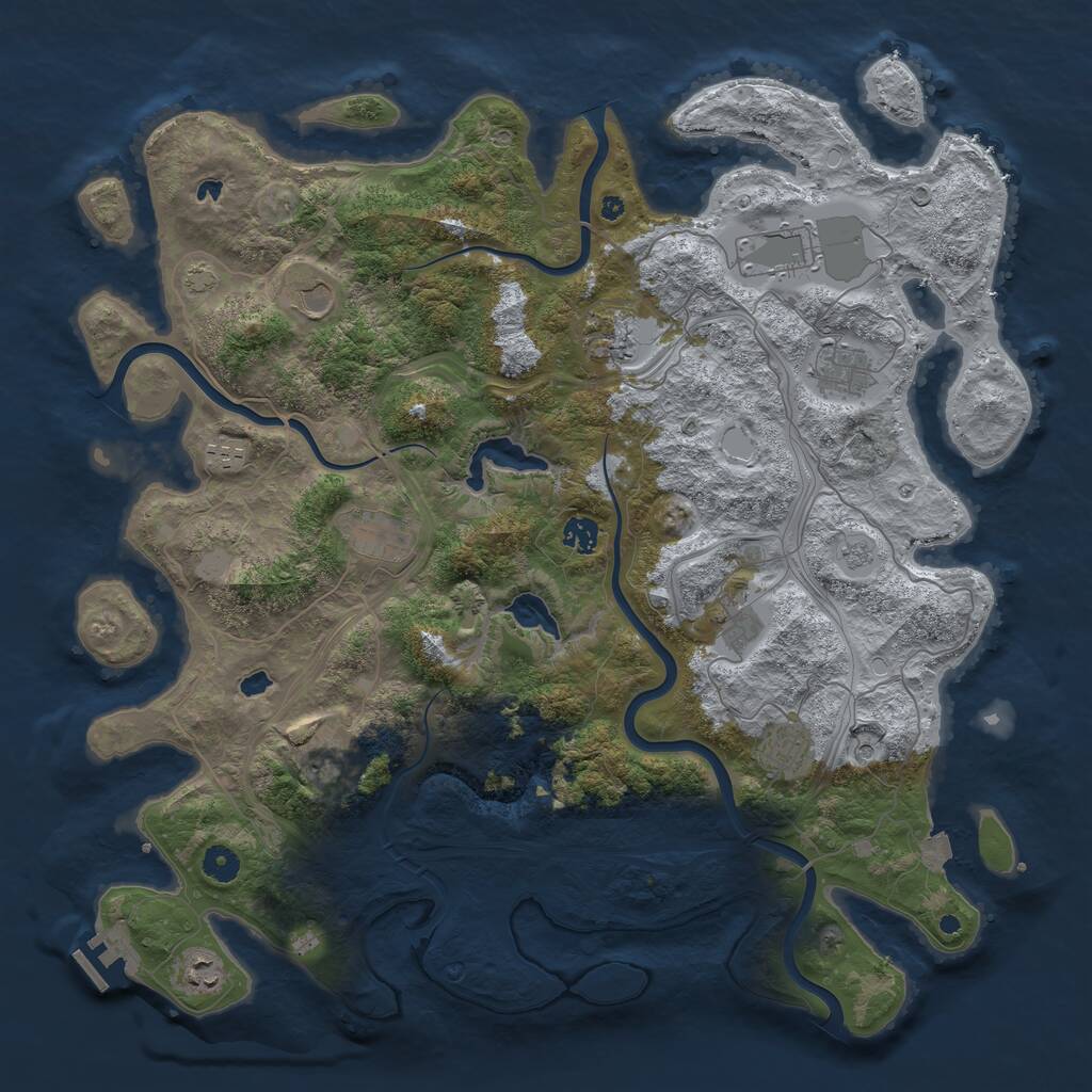Rust Map: Procedural Map, Size: 4500, Seed: 1434937716, 16 Monuments