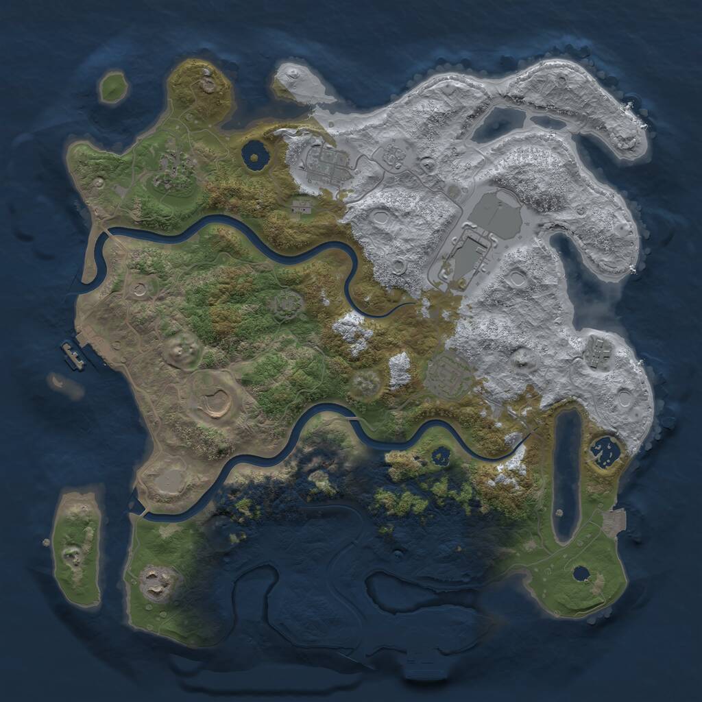 Rust Map: Procedural Map, Size: 3700, Seed: 66107665, 14 Monuments