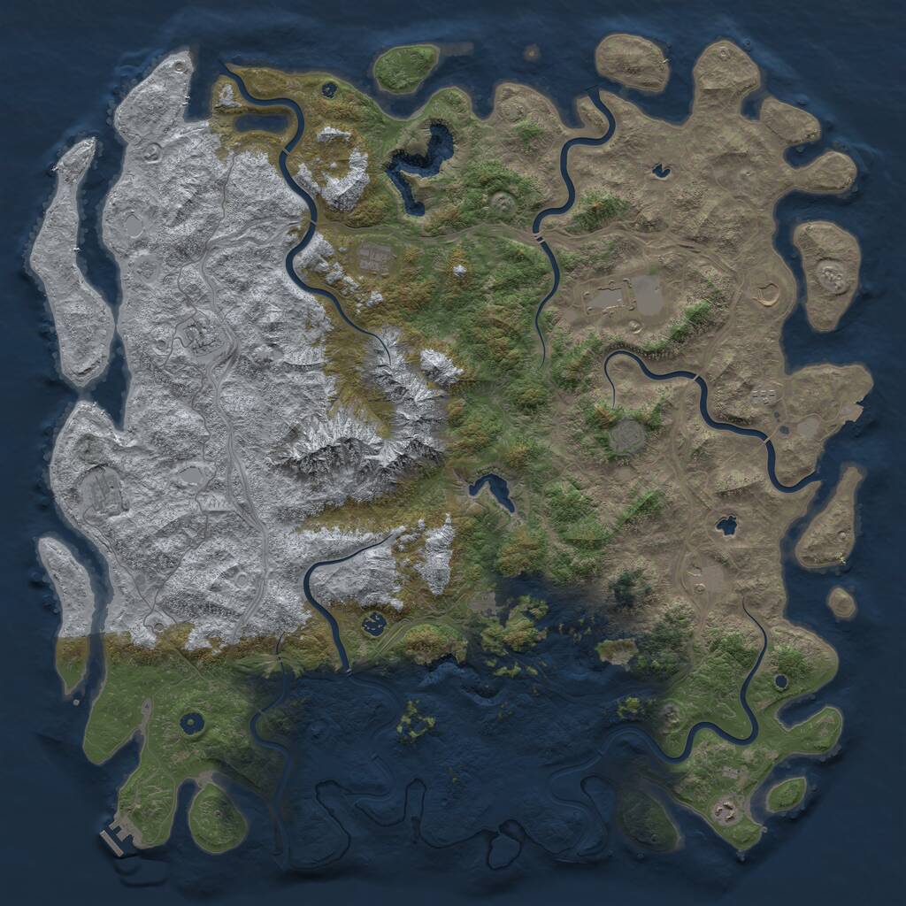 Rust Map: Procedural Map, Size: 6000, Seed: 1275639560, 16 Monuments