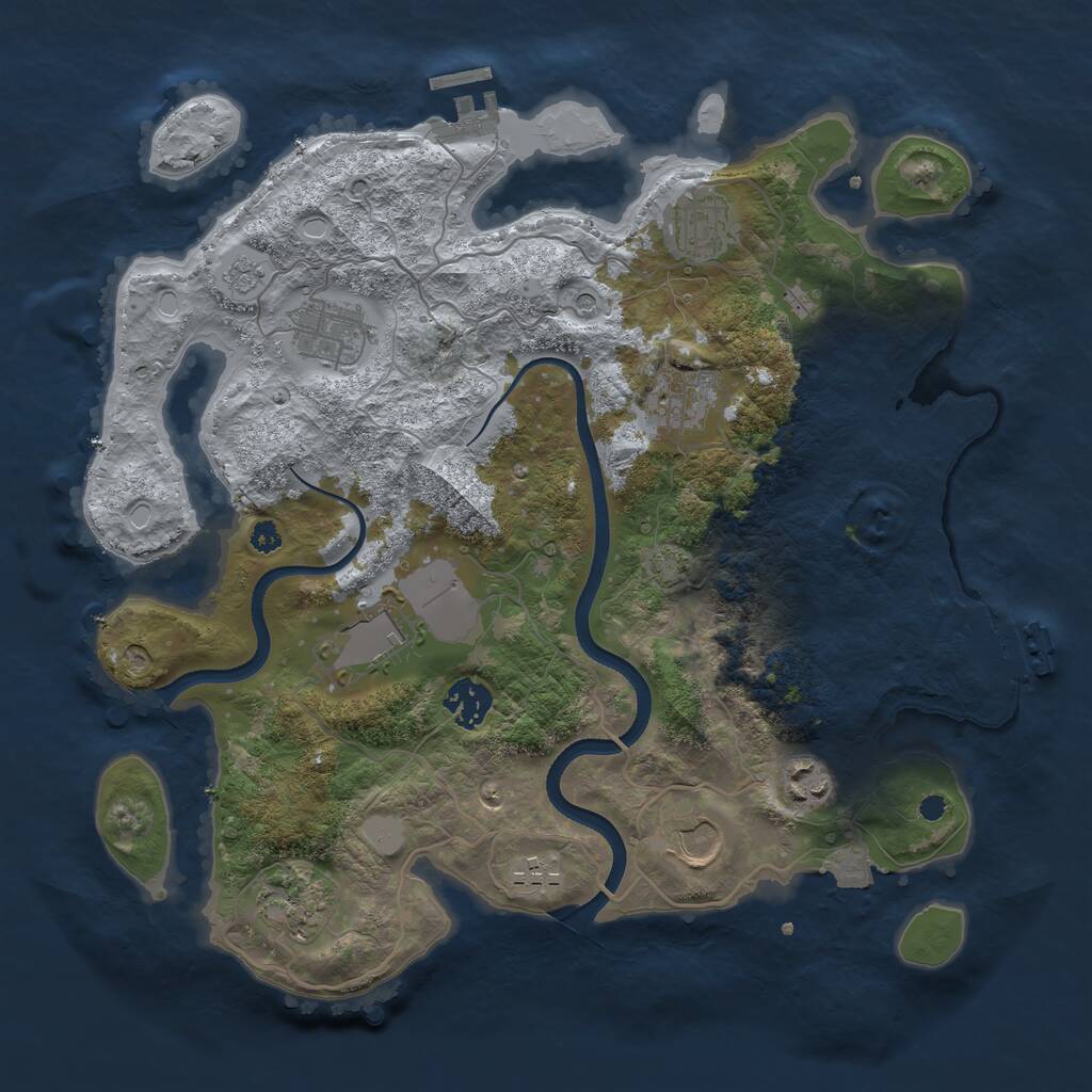 Rust Map: Procedural Map, Size: 3500, Seed: 91654754, 15 Monuments