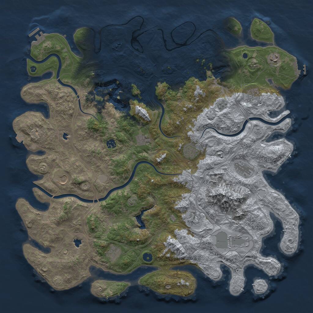 Rust Map: Procedural Map, Size: 5000, Seed: 313162160, 17 Monuments