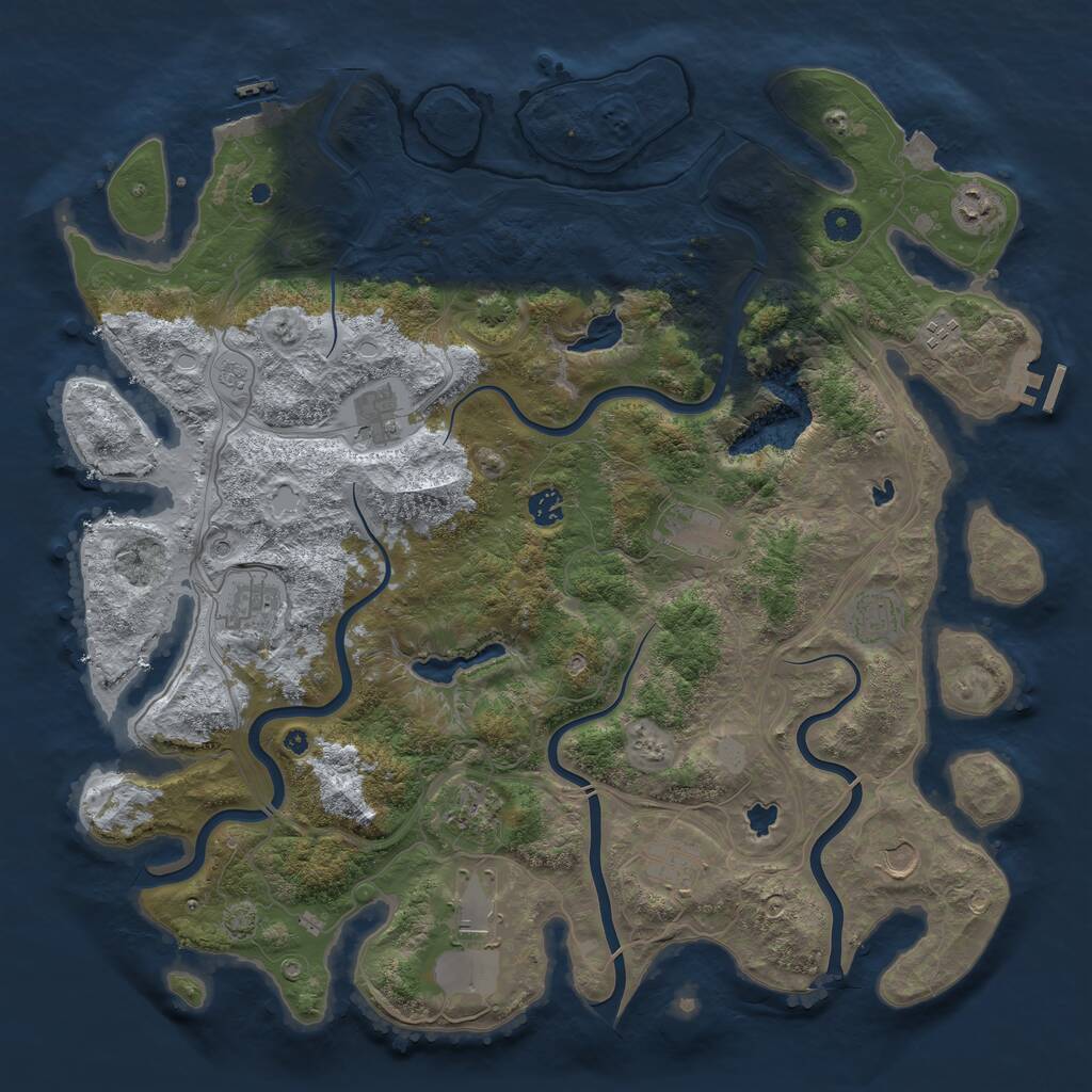 Rust Map: Procedural Map, Size: 4500, Seed: 655700134, 17 Monuments