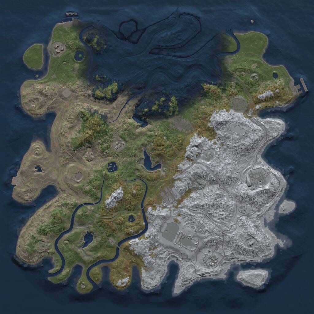 Rust Map: Procedural Map, Size: 4500, Seed: 1387391980, 16 Monuments