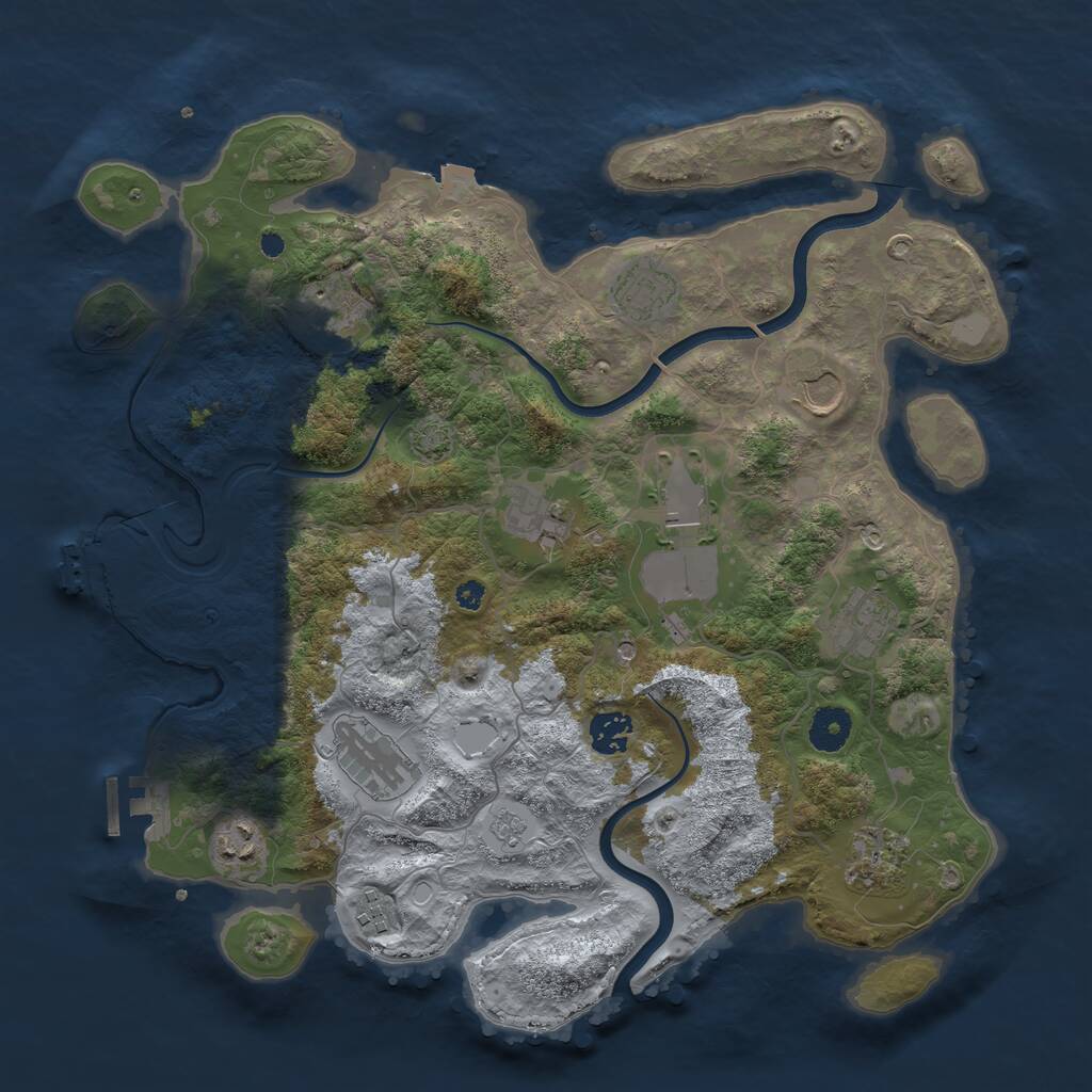 Rust Map: Procedural Map, Size: 3750, Seed: 25532562, 17 Monuments