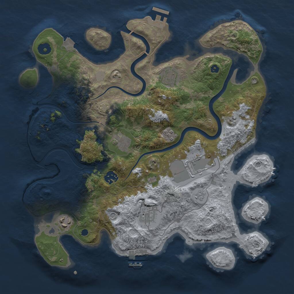Rust Map: Procedural Map, Size: 3500, Seed: 1300513904, 13 Monuments