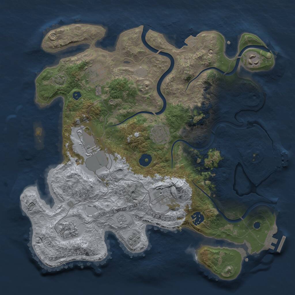 Rust Map: Procedural Map, Size: 3500, Seed: 619407, 14 Monuments