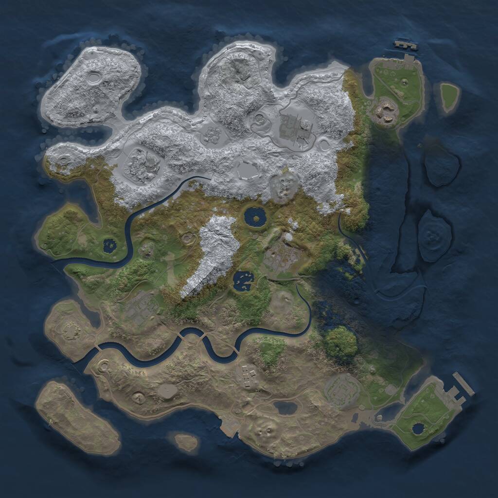 Rust Map: Procedural Map, Size: 3500, Seed: 523498583, 14 Monuments