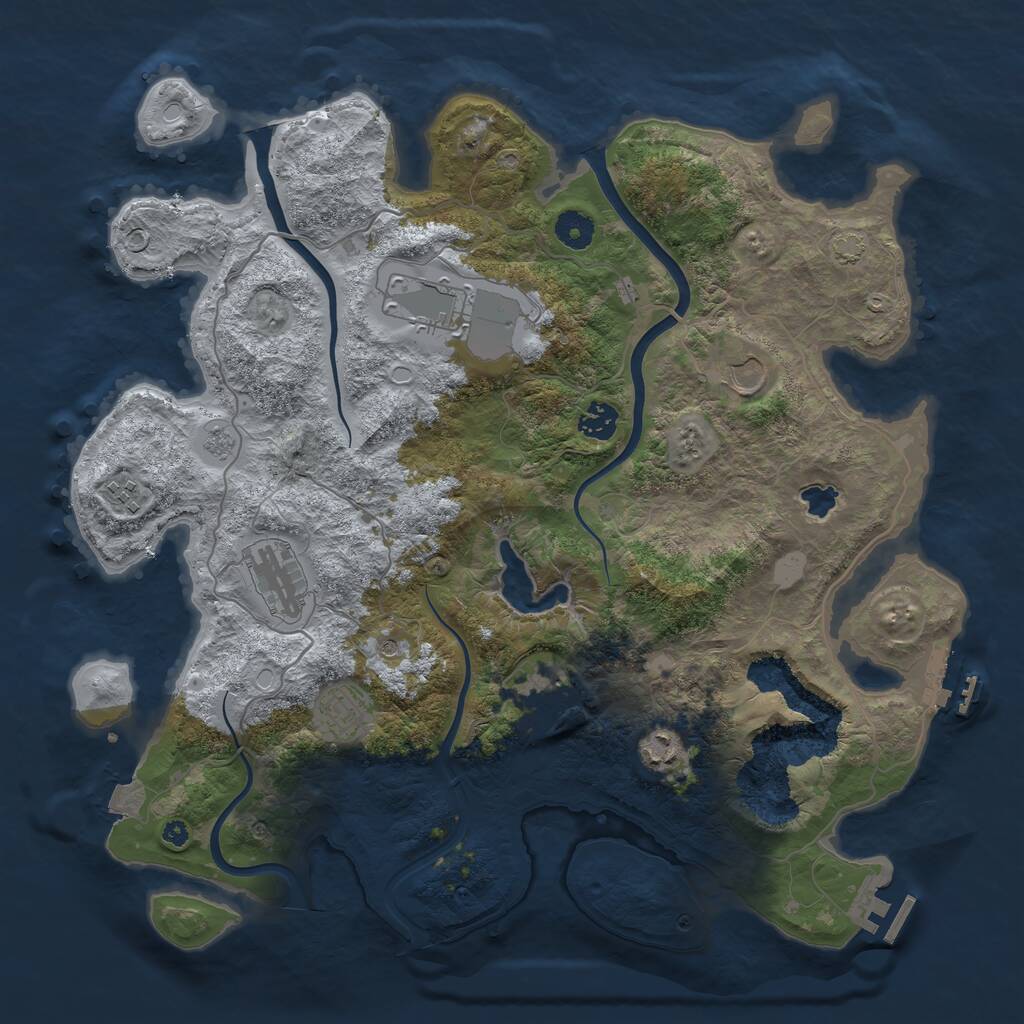 Rust Map: Procedural Map, Size: 4000, Seed: 6000999, 14 Monuments