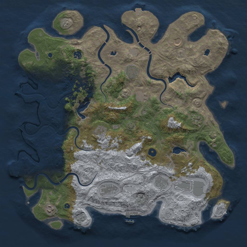 Rust Map: Procedural Map, Size: 4500, Seed: 576802381, 17 Monuments
