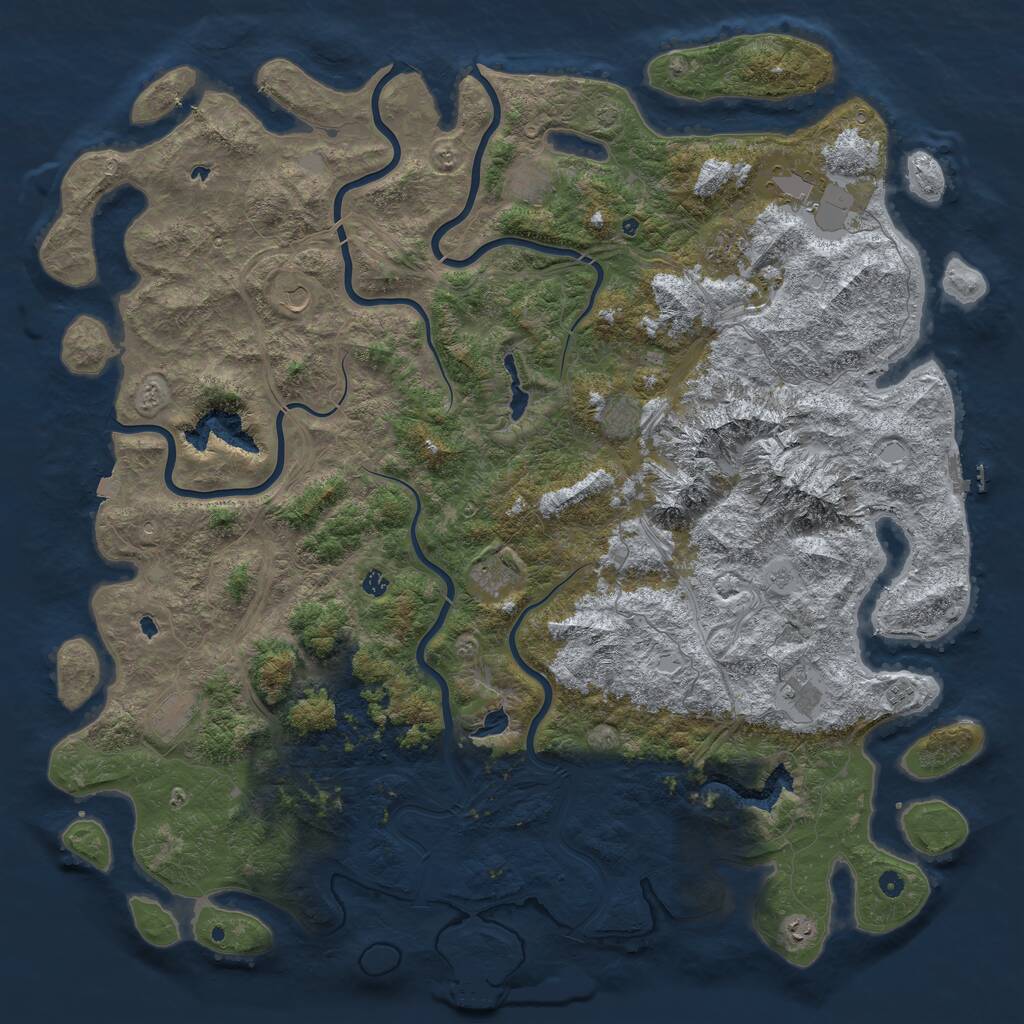 Rust Map: Procedural Map, Size: 6000, Seed: 274818555, 17 Monuments