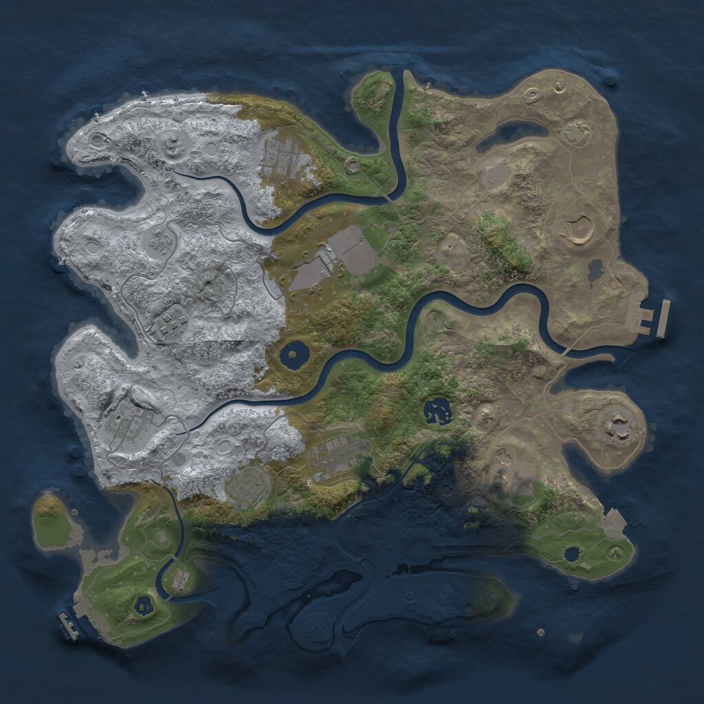 Rust Map: Procedural Map, Size: 3700, Seed: 193880007, 16 Monuments