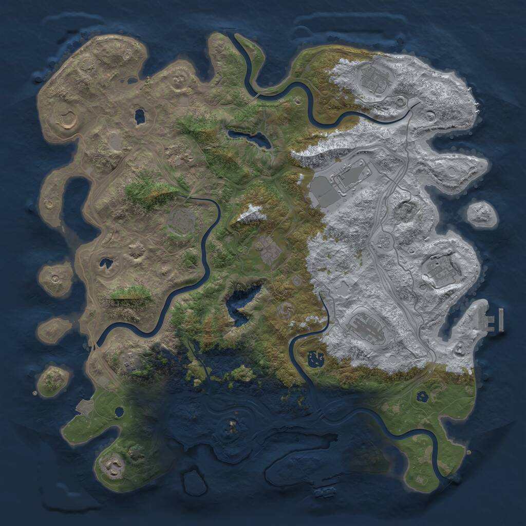 Rust Map: Procedural Map, Size: 4500, Seed: 1956985678, 17 Monuments