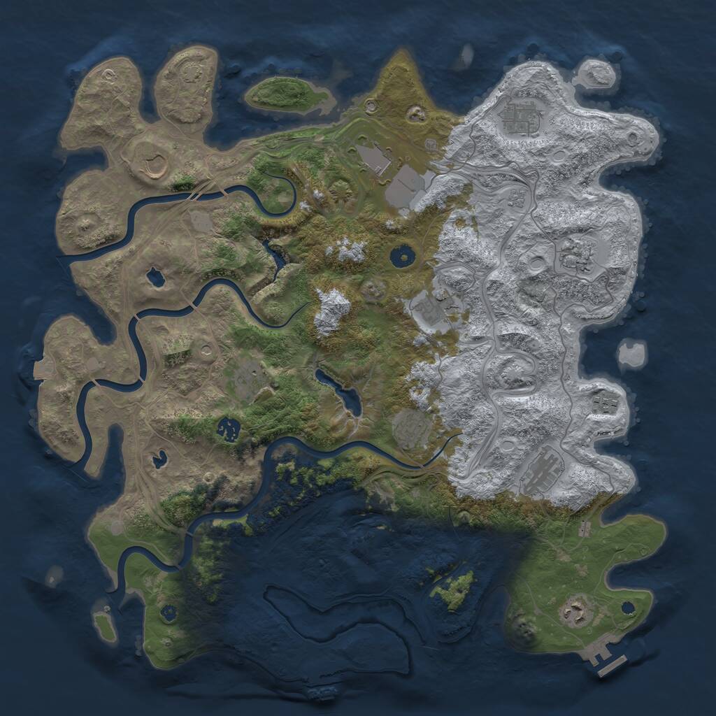 Rust Map: Procedural Map, Size: 4500, Seed: 7570140, 17 Monuments