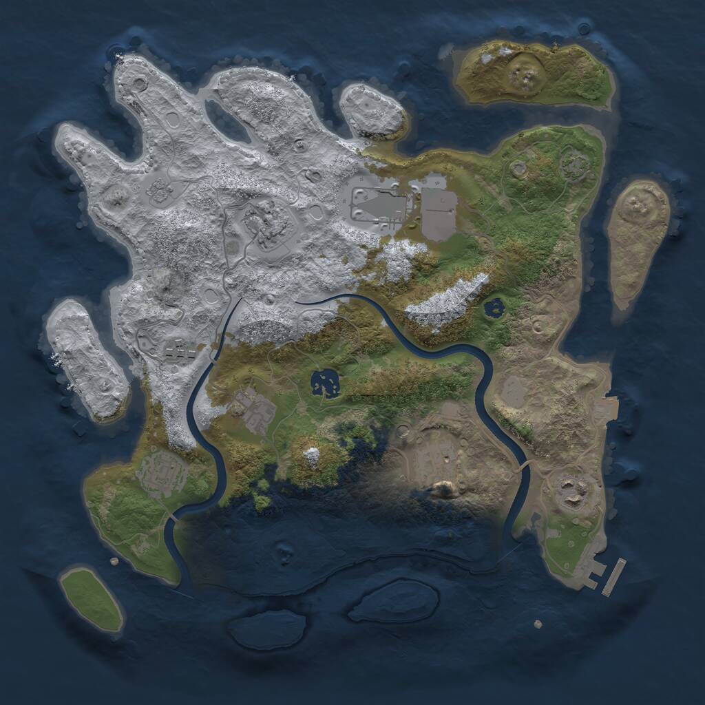 Rust Map: Procedural Map, Size: 3500, Seed: 2085130133, 13 Monuments