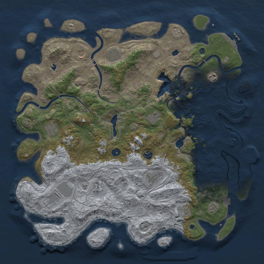 Rust Map: Procedural Map, Size: 4600, Seed: 163009890, 17 Monuments