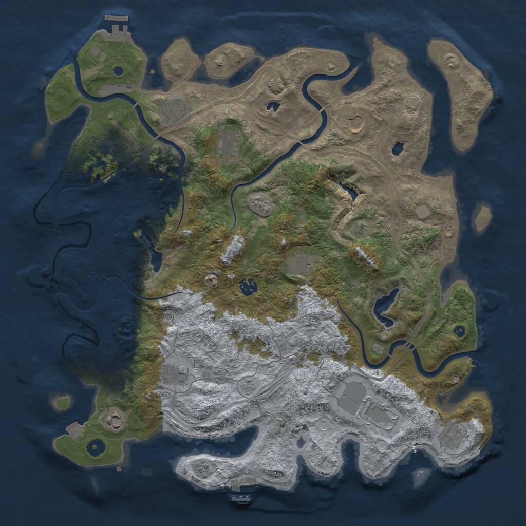 Rust Map: Procedural Map, Size: 4500, Seed: 481986, 16 Monuments