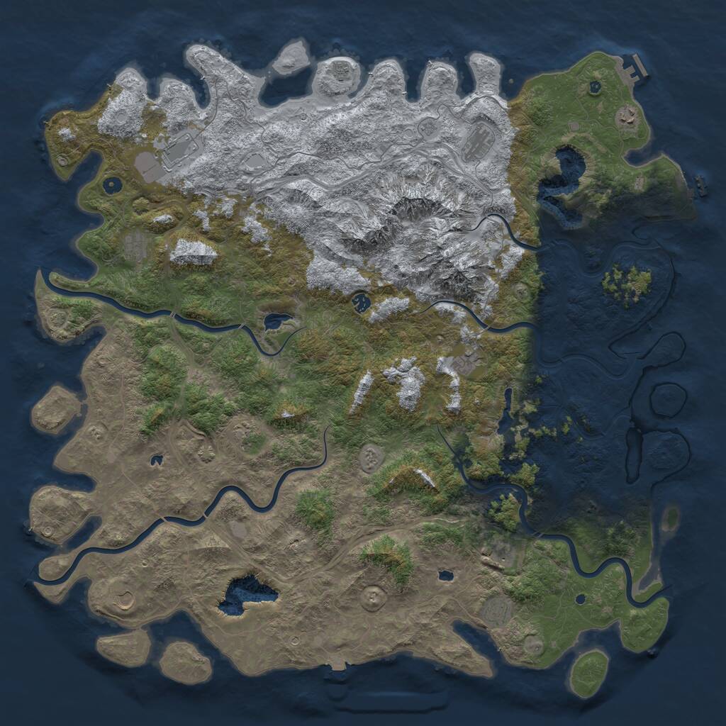 Rust Map: Procedural Map, Size: 6000, Seed: 7738534, 17 Monuments