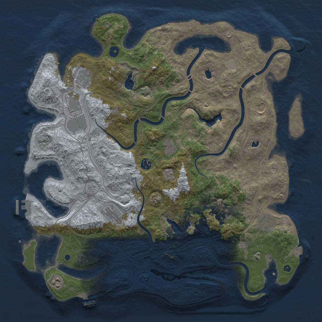 Rust Map: Procedural Map, Size: 4500, Seed: 1706127735, 16 Monuments