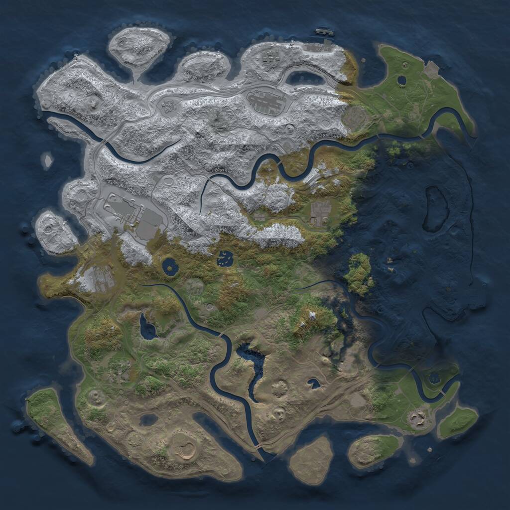 Rust Map: Procedural Map, Size: 4500, Seed: 309608747, 17 Monuments