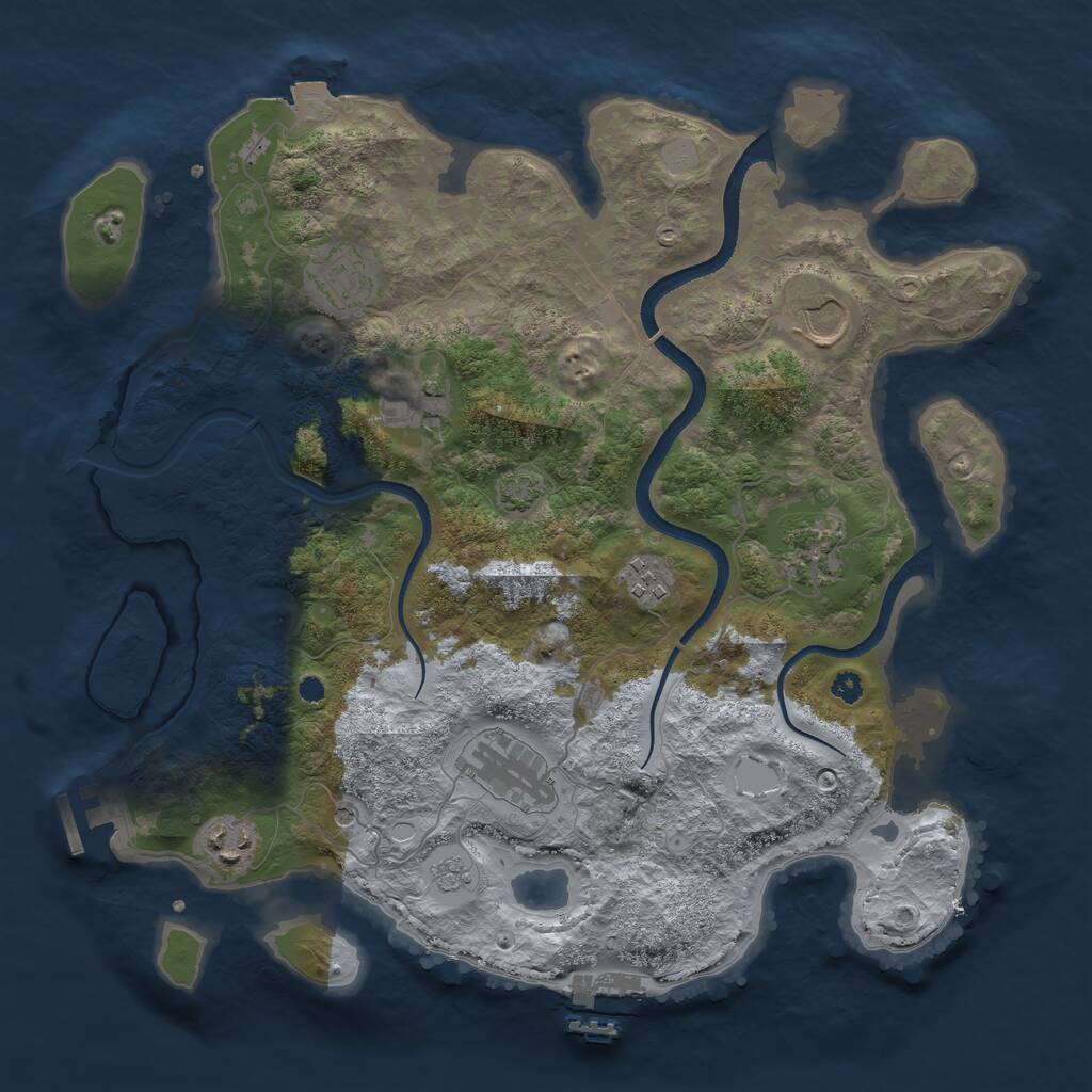 Rust Map: Procedural Map, Size: 3500, Seed: 280235888, 13 Monuments