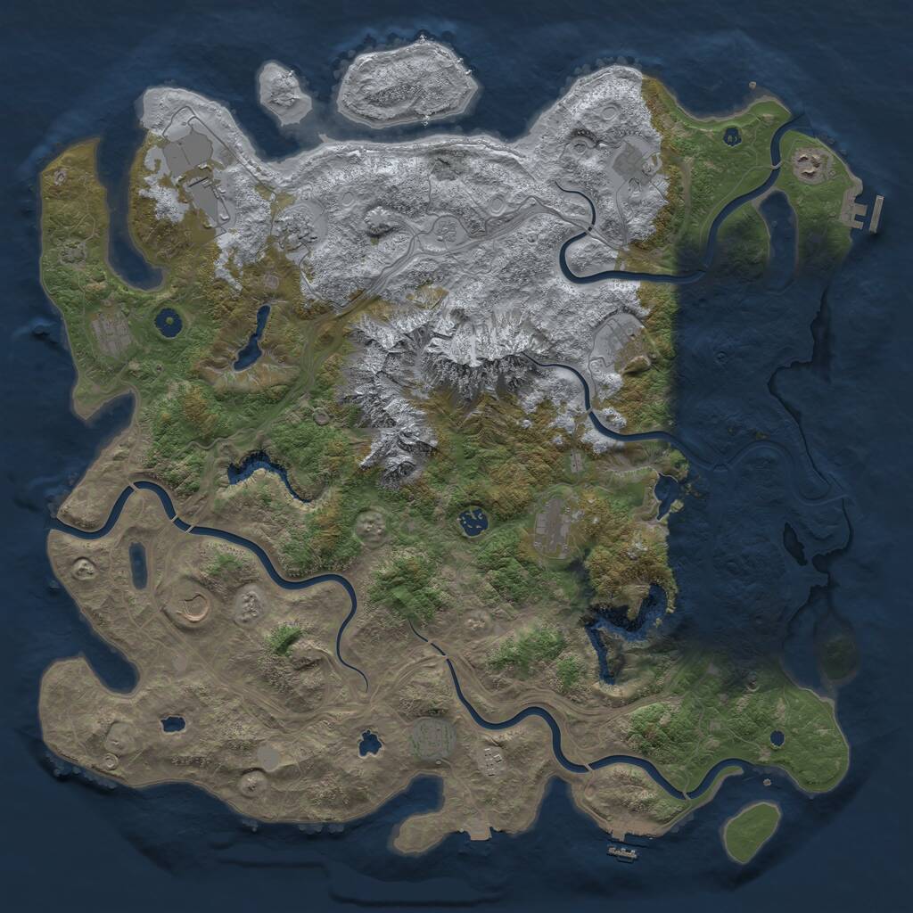 Rust Map: Procedural Map, Size: 5000, Seed: 911109371, 17 Monuments