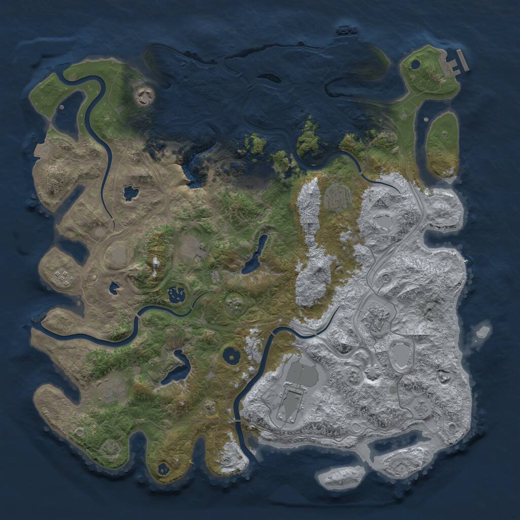 Rust Map: Procedural Map, Size: 4500, Seed: 176305076, 15 Monuments