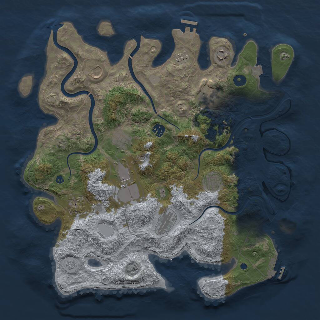 Rust Map: Procedural Map, Size: 3900, Seed: 7956483, 16 Monuments