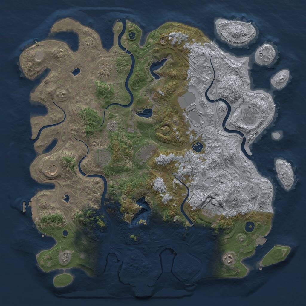 Rust Map: Procedural Map, Size: 4500, Seed: 943239487, 16 Monuments