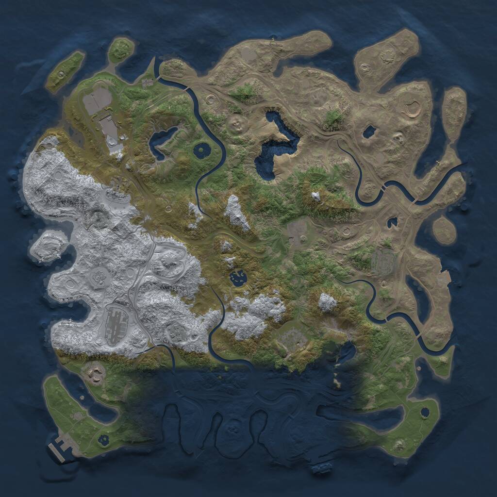 Rust Map: Procedural Map, Size: 4500, Seed: 541708445, 16 Monuments