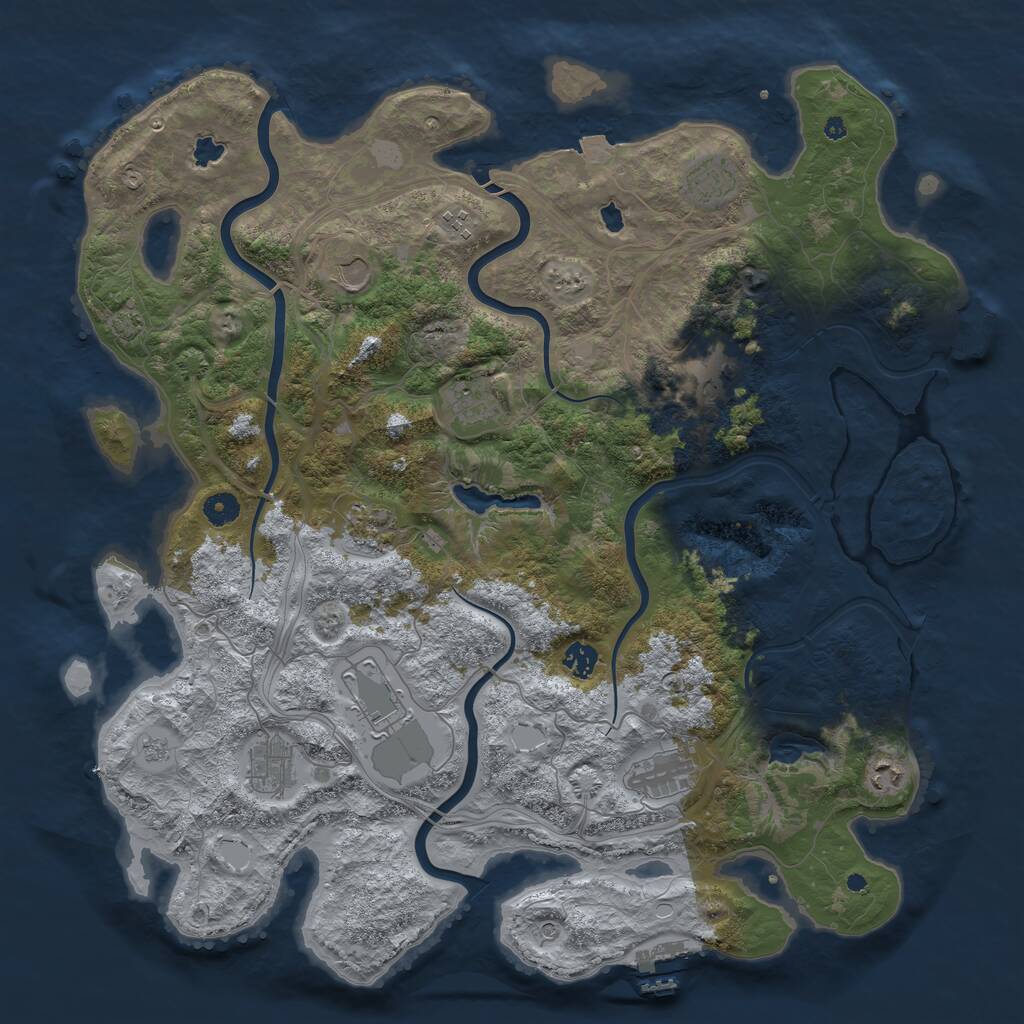 Rust Map: Procedural Map, Size: 4500, Seed: 1490908248, 17 Monuments