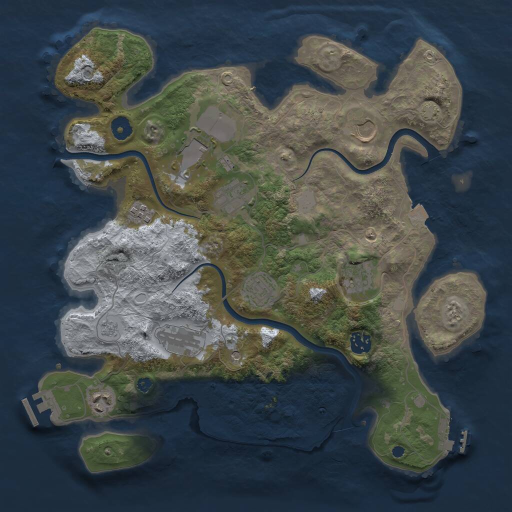 Rust Map: Procedural Map, Size: 3500, Seed: 599590483, 15 Monuments