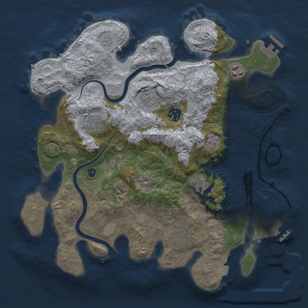 Rust Map: Procedural Map, Size: 3500, Seed: 1975716529, 14 Monuments