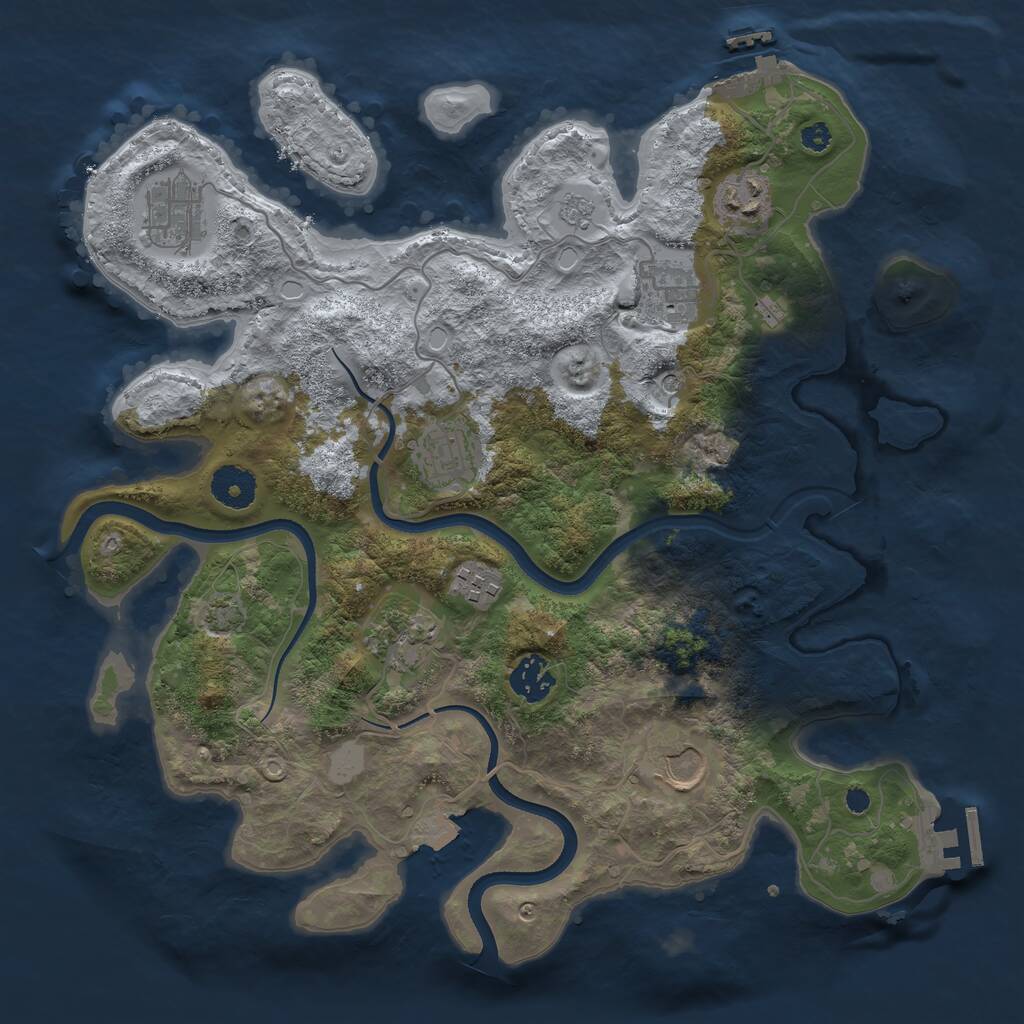 Rust Map: Procedural Map, Size: 3500, Seed: 1261907891, 14 Monuments